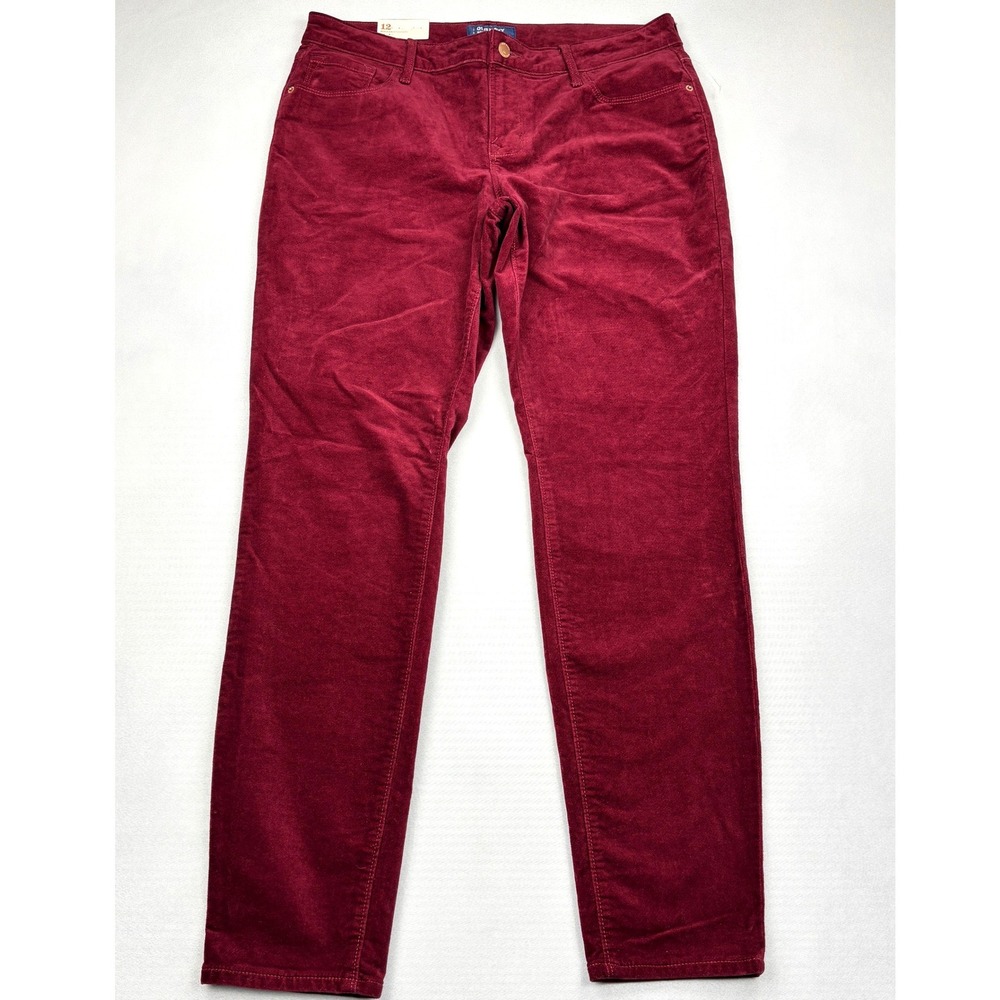NWT Old Navy Rockstar Jeans Womens 12 Regular Burgundy Velvet Skinny Pants NEW